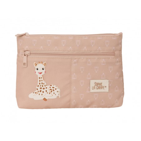 Bolso escolar portatodo safta grande 2 cremallera reciclado y repelente agua sophie la girafe cookie 160x230x30 mm