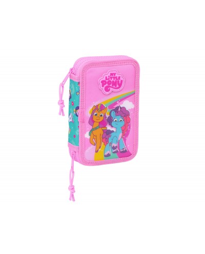 Plumier escolar safta doble pequeno 28 piezas my little pony magic 195x125x40 mm