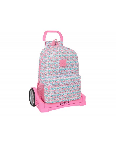 Mochila 758 con carro evolution reciclado safta moos floresistente 460x300x140 mm