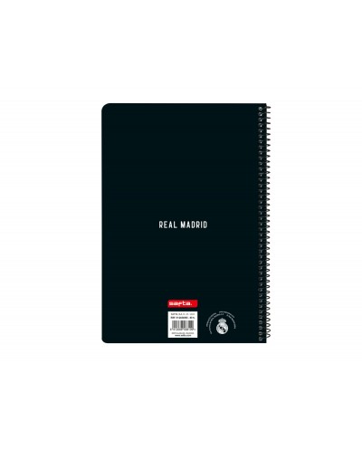 Cuaderno espiral safta folio 80 hojas 60 gr cuadro 4 mm tapa extradura real madrid 1 equipacion 24 25