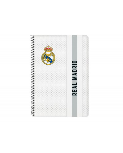 Cuaderno espiral safta folio 80 hojas 60 gr cuadro 4 mm tapa extradura real madrid 1 equipacion 24 25