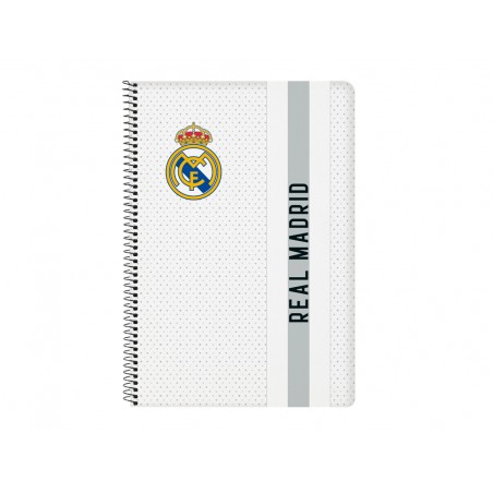 Cuaderno espiral safta folio 80 hojas 60 gr cuadro 4 mm tapa extradura real madrid 1 equipacion 24 25