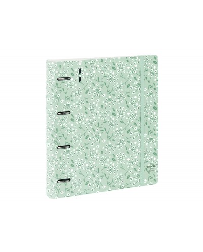 Carpeta con recambio safta din a4 cuadro 5 mm polipropileno foam 4 anillas 35mm estampados floral verde