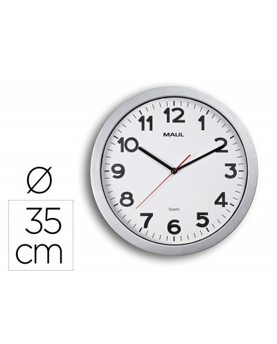 Reloj maul step de pared redondo 35 cm diametro electrico color plata