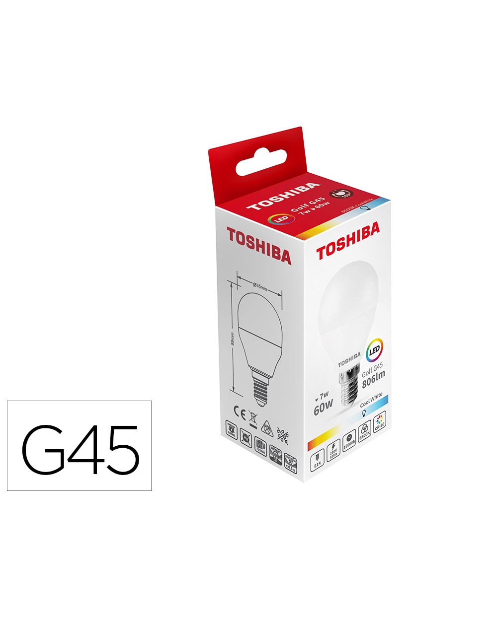 Bombilla led toshiba g45 e14 7w 6500k luz fria