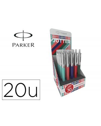 Boligrafo parker jotter original 70 aniversario expositor de 20 unidades colores surtidos