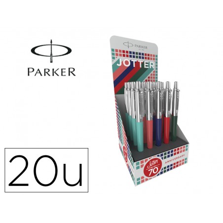 Boligrafo parker jotter original 70 aniversario expositor de 20 unidades colores surtidos