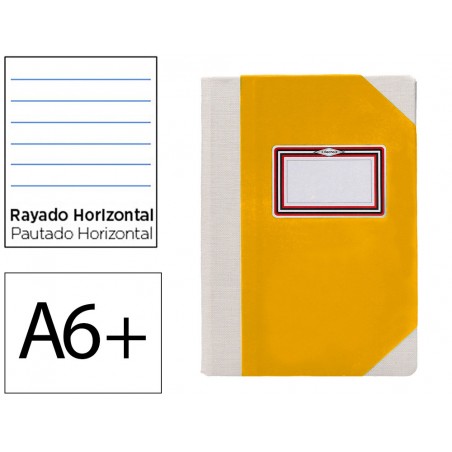 Libro cartone cosido fernandes flecha din a6 rayado horizontal 50 hojas 100 gr amarillo