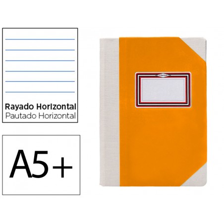 Libro cartone cosido fernandes flecha din a5 rayado horizontal 50 hojas 100 gr naranja