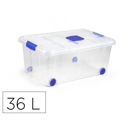 Contenedor plastico plasticforte n 3 transparente con tapa capacidad 36 l