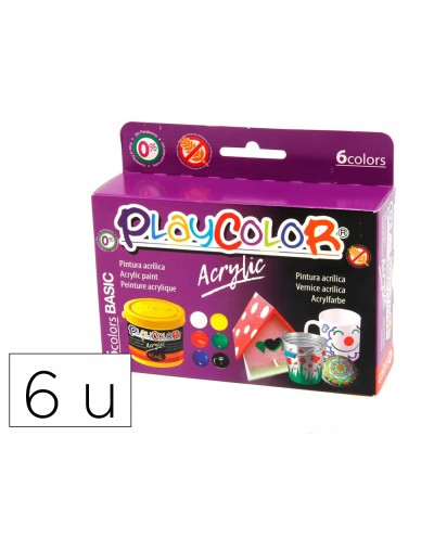 Pintura acrilica playcolor pastel bote 40 ml caja de 6 unidades colores surtidos