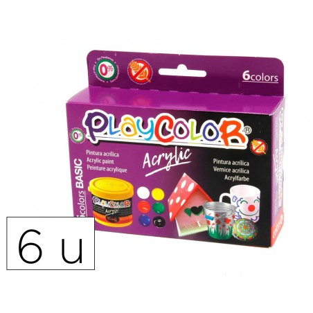 Pintura acrilica playcolor pastel bote 40 ml caja de 6 unidades colores surtidos