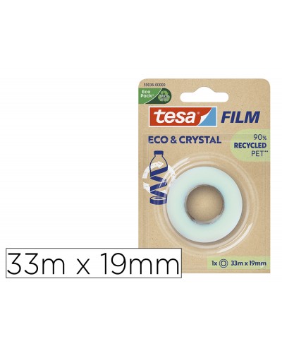 Cinta adhesiva tesa film ecocristal transparente 33 m x 19 mm en blister de 1 unidad