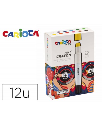 Lapices de cera carioca plus art crayon caja premium de 12 unidades colores surtidos