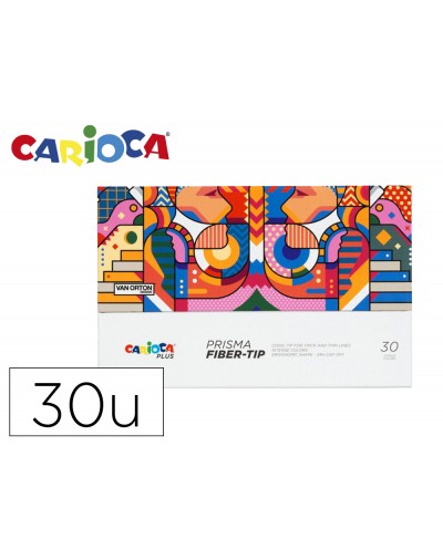 Rotulador carioca plus prisma fiber tip de punta de fibra caja premium de 30 unidades colores surtidos