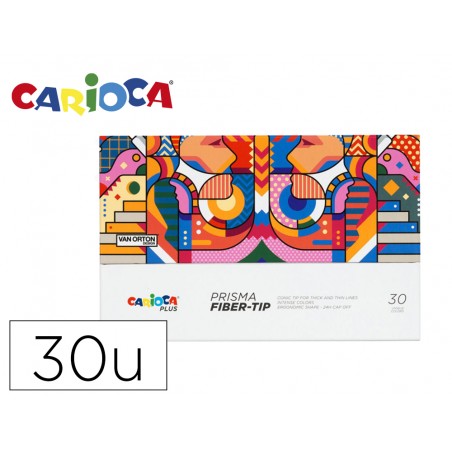 Rotulador carioca plus prisma fiber tip de punta de fibra caja premium de 30 unidades colores surtidos