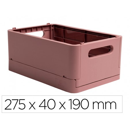 Caja multiusos exacompta smart case din a5 plastico reciclado plegable color rosa viejo 275x40x190 mm