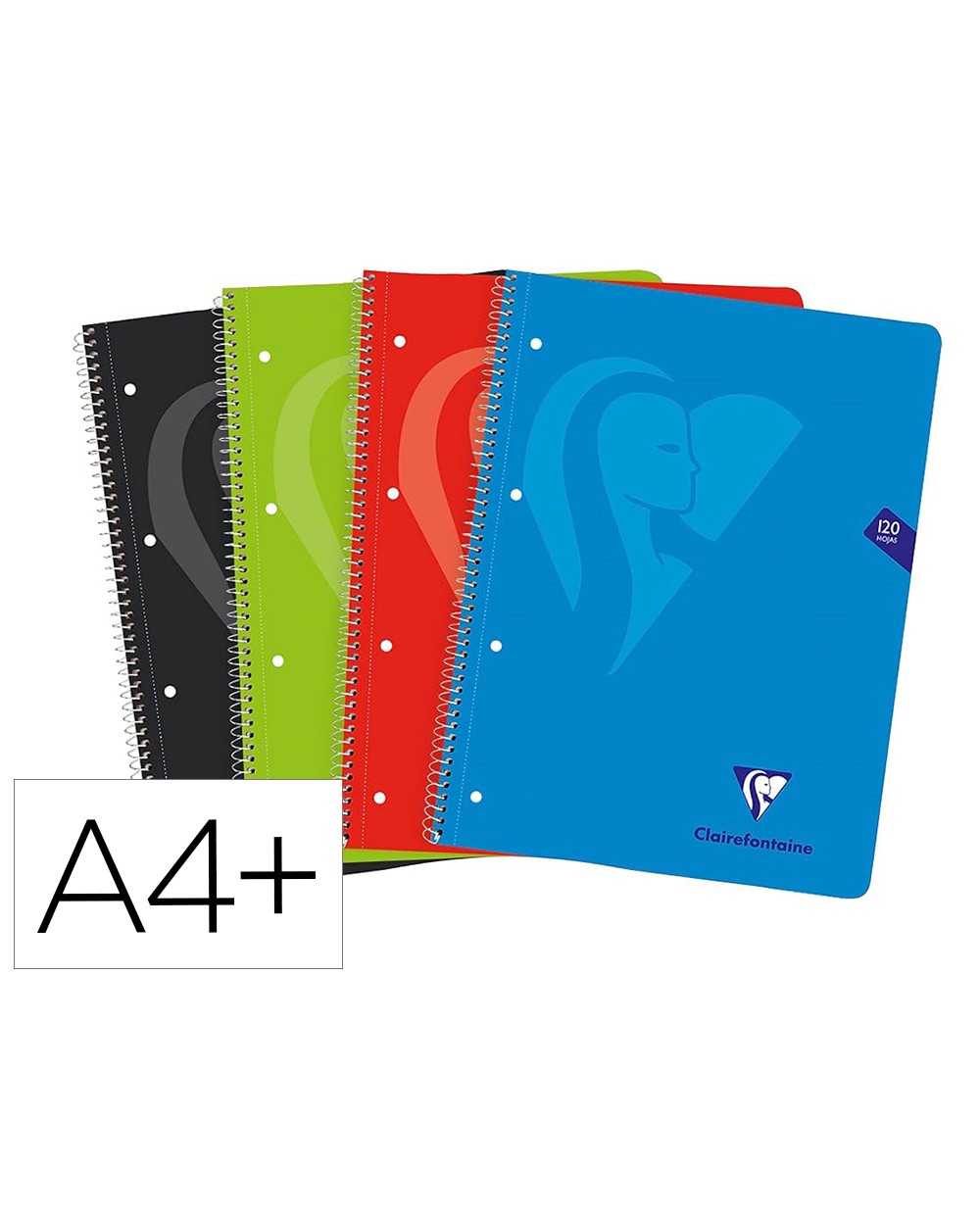 Cuaderno espiral clairefontaine tapa forrada din a4 micro 120h 4 tal 90 gr 5 bandas color cuadro 5 mm