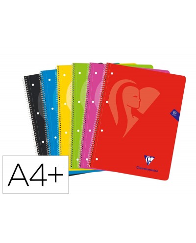 Cuaderno espiral clairefontaine tapa blanda din a4 micro 80h 4 tal 90 gr cuadro 5 mm colores surtidos