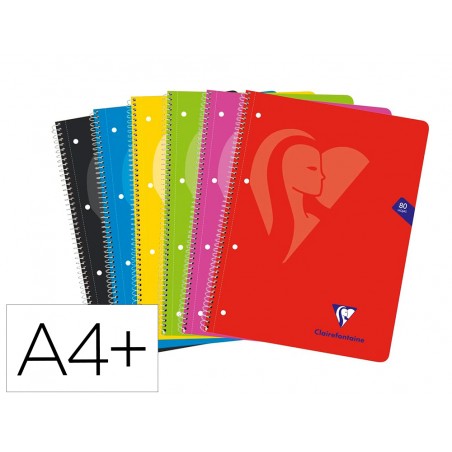 Cuaderno espiral clairefontaine tapa blanda din a4 micro 80h 4 tal 90 gr cuadro 5 mm colores surtidos