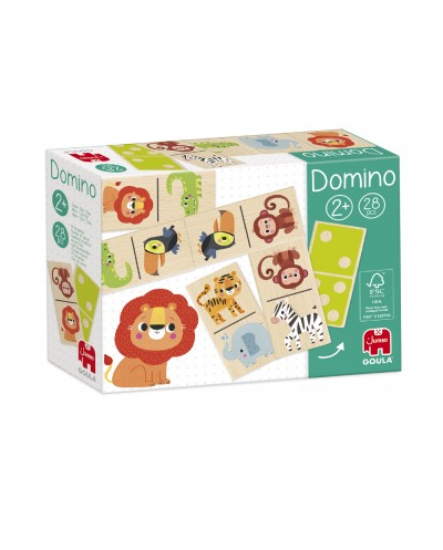 Juego goula jumbo domino madera selva 28 piezas