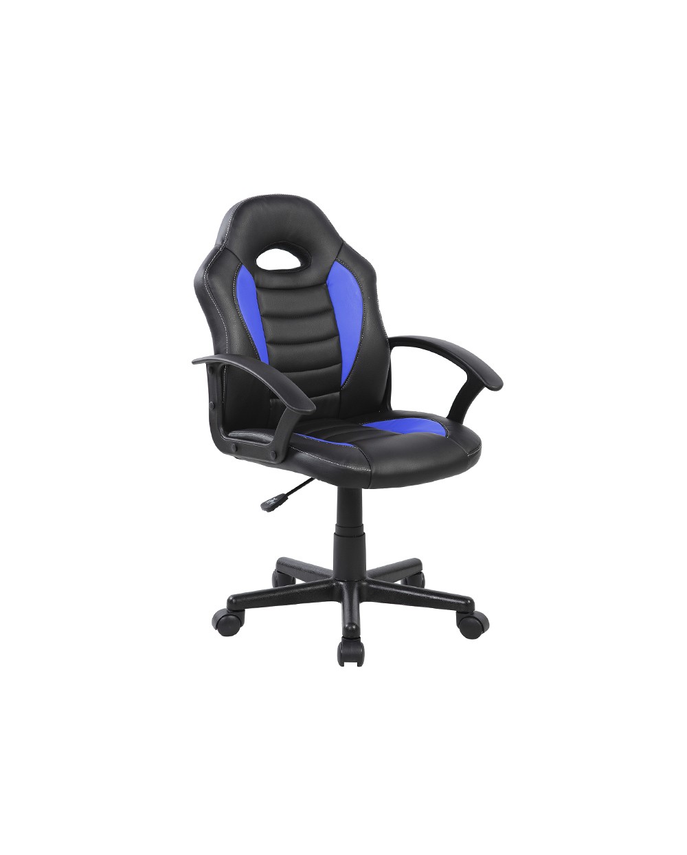 Silla rocada gaming con brazos fijos base nylon con ruedas similpiel negro azul 435x430x880 995 mm