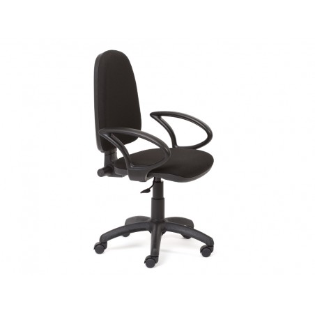 Silla rocada de oficina brazos fijos base nylon respaldo y asiento tela ignifuga negro