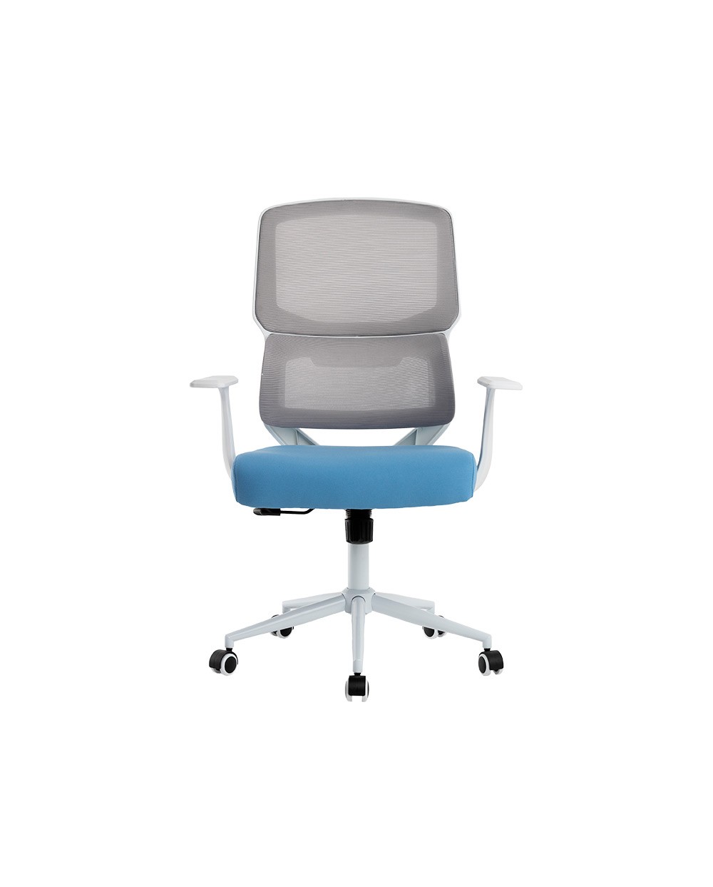 Silla q connect oficina lucca malla base metalica alt max 1090 anc 700 prof 650 ruedas premium color blanco gris azul