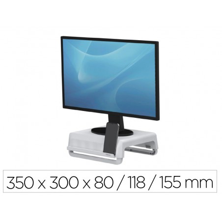 Soporte fellowes para monitor breyta 3 ajustes de altura hasta 30 kg 100 reciclable 350x300x80 118 155 mm blanco