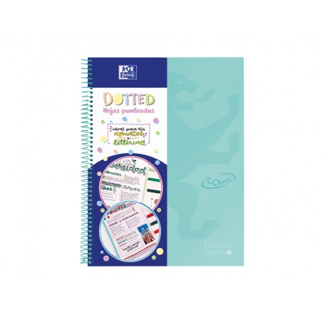 Cuaderno espiral oxford europeanbook 0 school touch tapa extradura din a4 80 hojas puntos verde menta