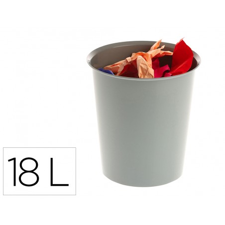 Papelera plastico archivo 2000 reciclable 100 18 litros color gris 290x310 mm