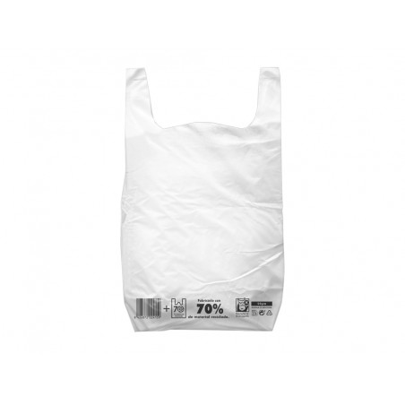 Bolsa camiseta reciclada 70 blanca 30x40 cm reutilizable 1 kg paquete de 90 unidades