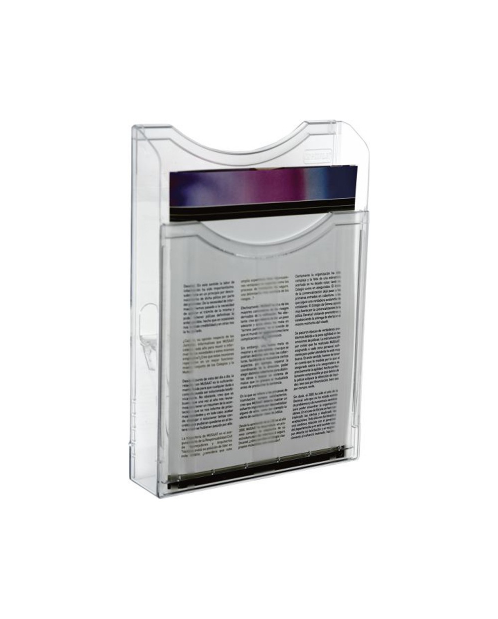 Expositor mural archivo 2000 din a4 vertical 1 compartimento cristal transparente 300x235x35 mm