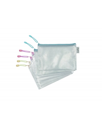 Bolsa multiusos tarifold zipper con cremallera din a5 pack de 6 unidades colores pastel surtidos