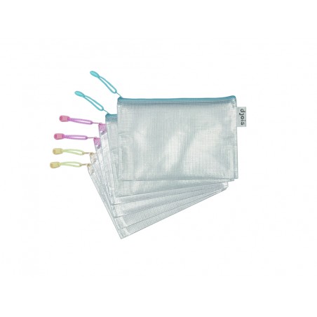 Bolsa multiusos tarifold zipper con cremallera din a5 pack de 6 unidades colores pastel surtidos