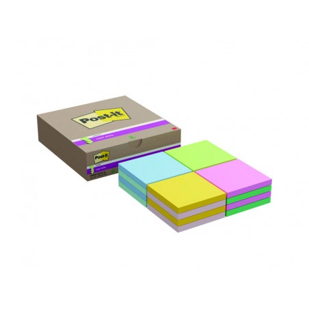 Bloc de notas adhesivas quita y pon post it super sticky z notes 76x76 mm con 90 hojas colores surtidos pack de 16