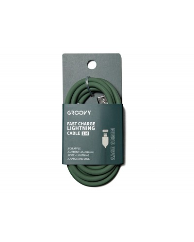 Cable groovy usb 20 tipo c a tipo c longitud 1 mt silicona color verde salvia