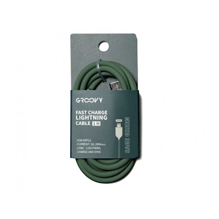 Cable groovy usb 20 tipo c a tipo c longitud 1 mt silicona color verde salvia