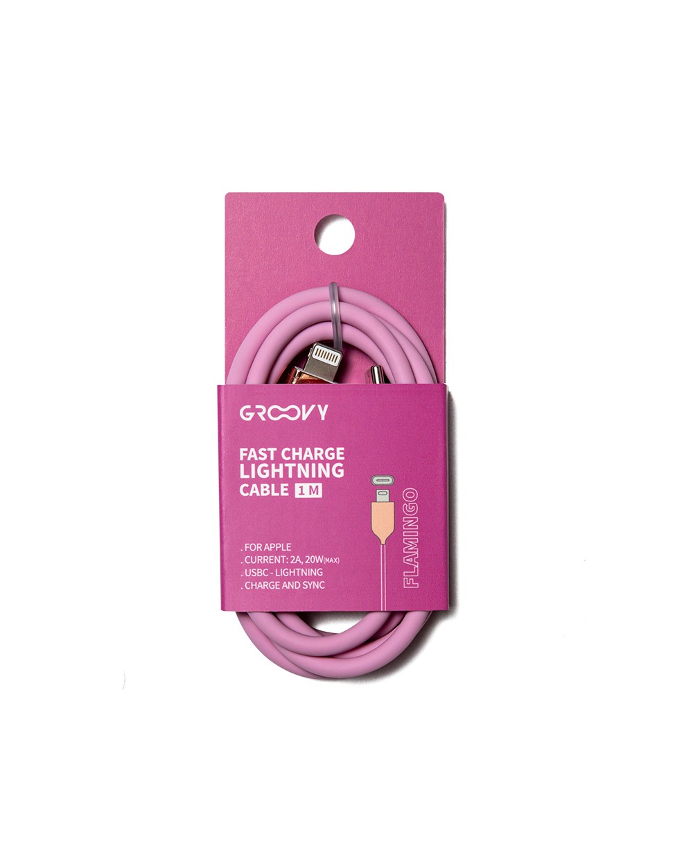 Cable groovy usb 20 tipo c a tipo c longitud 1 mt silicona color rosa flamenco