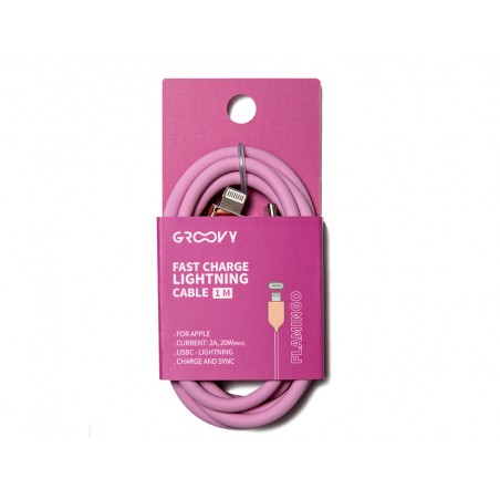 Cable groovy usb 20 tipo c a tipo c longitud 1 mt silicona color rosa flamenco