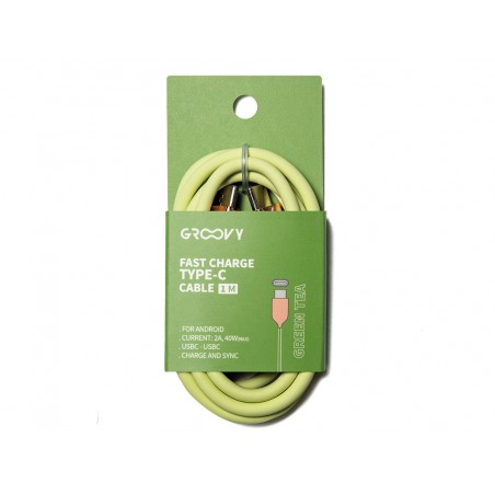 Cable groovy usb 20 a usb c apple lightning longitud 1 mt silicona color verde te