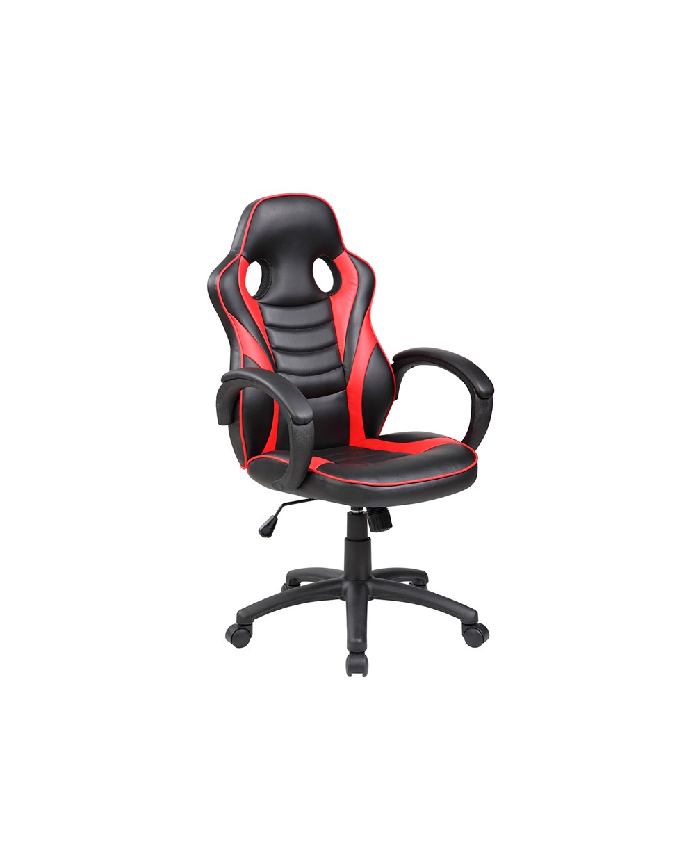 Silla rocada gaming con brazos fijos base nylon con ruedas basculante similpiel negro rojo 480x490x1060 1160