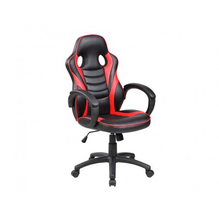 Silla rocada gaming con brazos fijos base nylon con ruedas basculante similpiel negro rojo 480x490x1060 1160