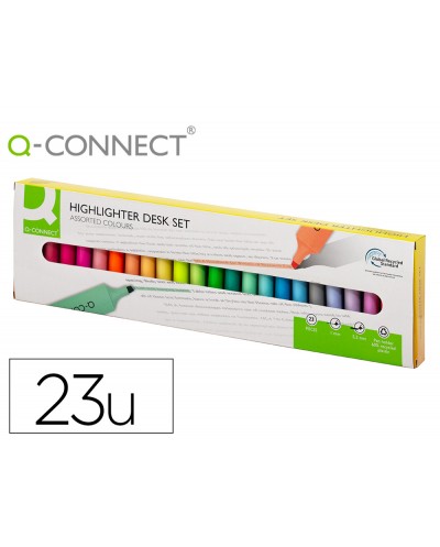 Rotulador q connect fluorescente punta biselada estuche de sobremesa 23 unidades colores surtidos