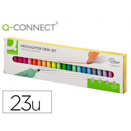 Rotulador q connect fluorescente punta biselada estuche de sobremesa 23 unidades colores surtidos