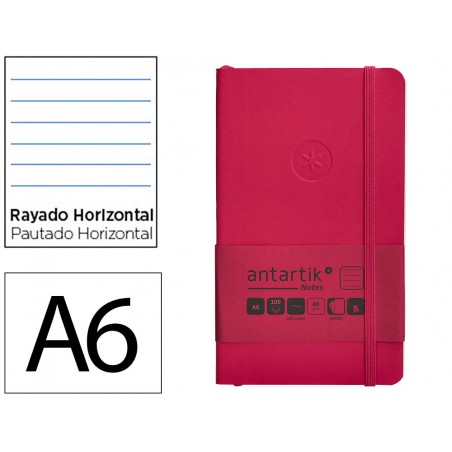 Cuaderno con gomilla antartik notes tapa blanda a6 rayas burdeos 100 hojas 80 gr fsc