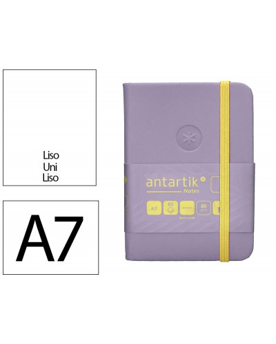 Cuaderno con gomilla antartik notes tapa dura a7 hojas lisas morado y amarillo 80 hojas 80 gr fsc