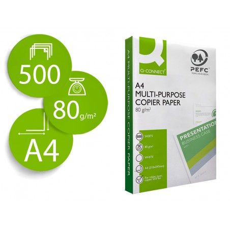 Papel fotocopiadora q connect economy din a4 80 gramos paquete de 500 hojas