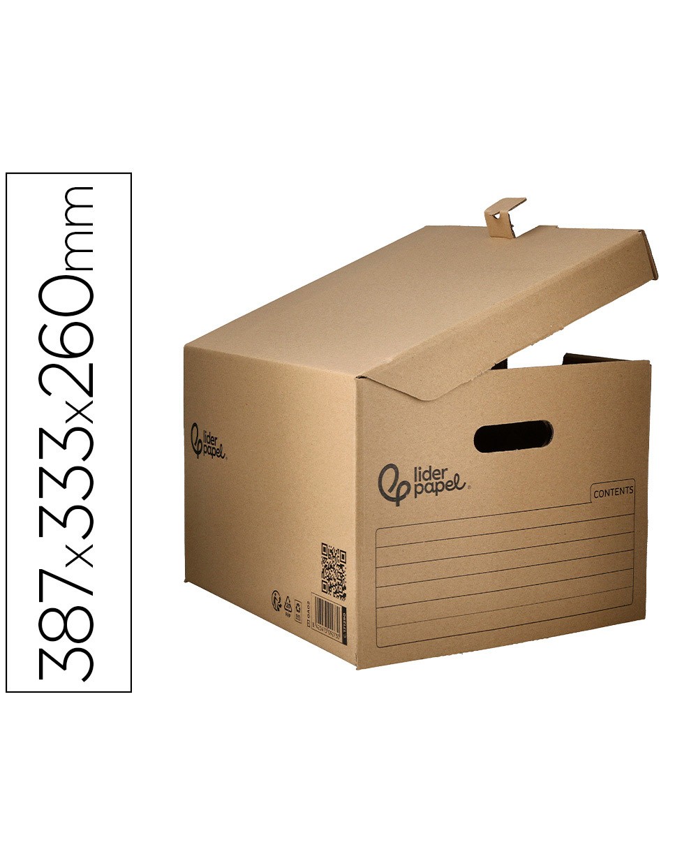 Cajon contenedor liderpapel carton manual para 3 cajas archivo def folio 3 archivadores a z 387x333x260mm