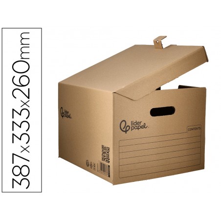 Cajon contenedor liderpapel carton manual para 3 cajas archivo def folio 3 archivadores a z 387x333x260mm